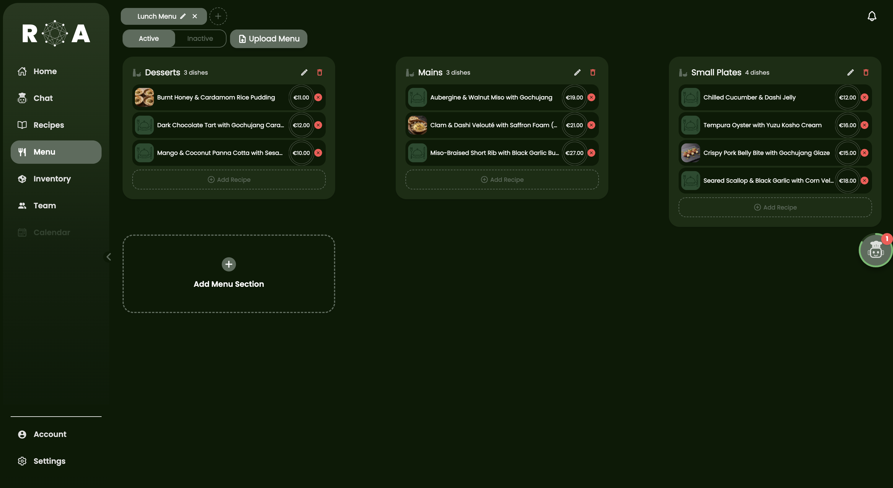 MENU Web screenshot